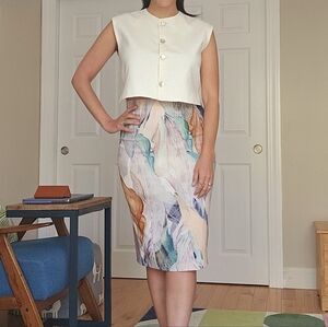 H&M Abstract print pencil skirt in pastels